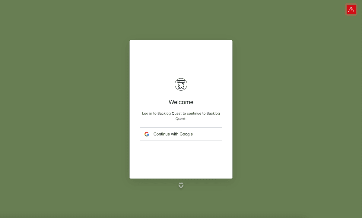 Backlog Quest Login Page